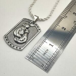 925 Silver Plated Diamond Cut Necklace Boxing UFC Valentine's Birthday Gift NEW!